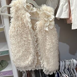 Cream Faux Fur Kids Vest